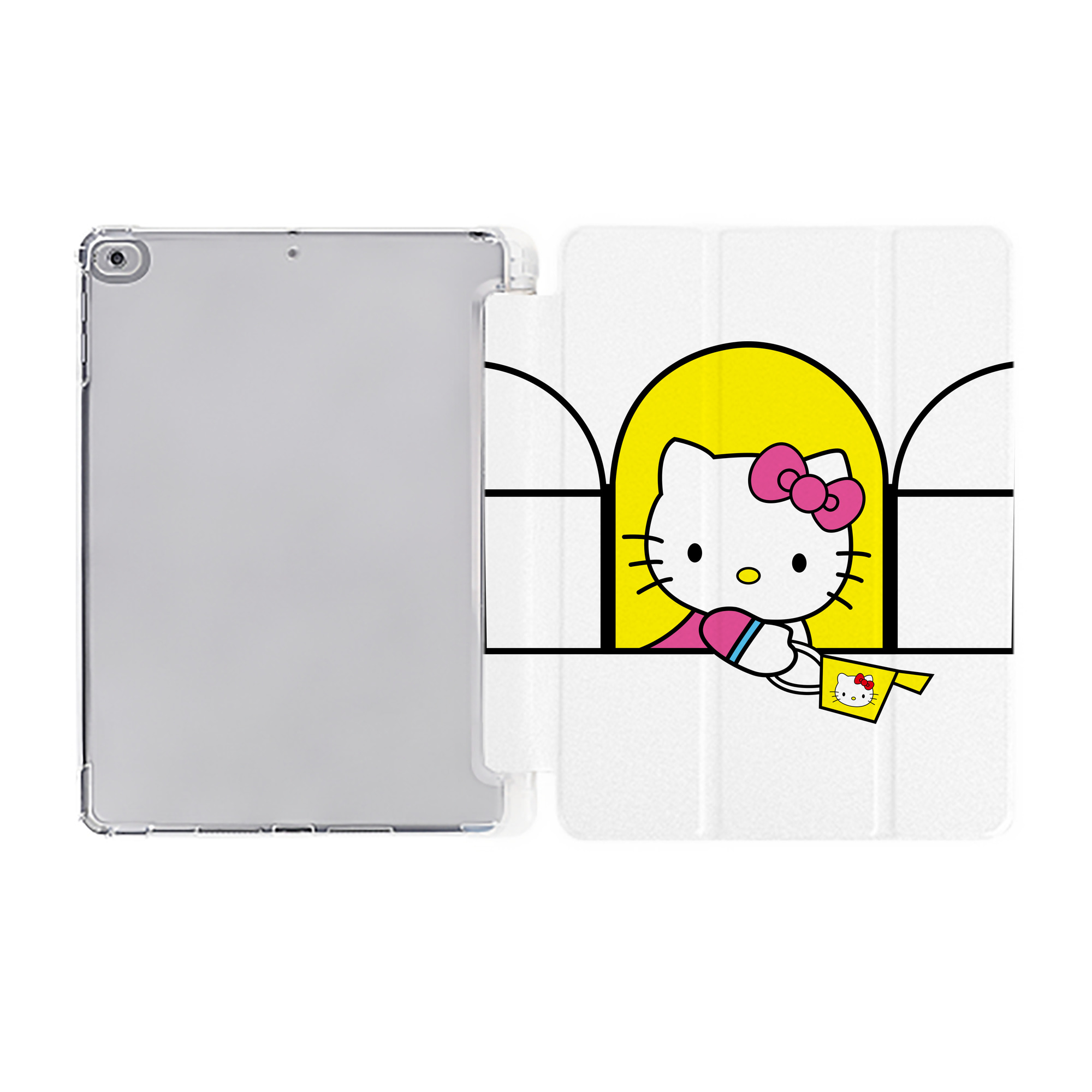 （画像用） Hello Kitty ハローキティ IPad ケース ペン収納付き 三つ折りスタンド PUレザー×シリコン 対応機種9.5/10.5/10.9インチ